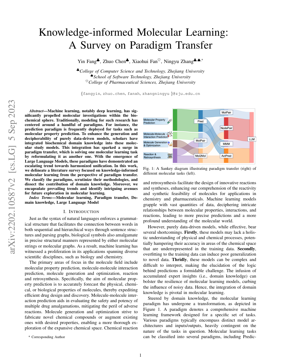 First page of the knowledge-informed molecular learning survey